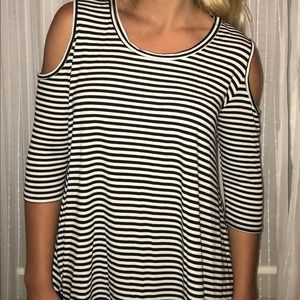 Cold shoulder striped top